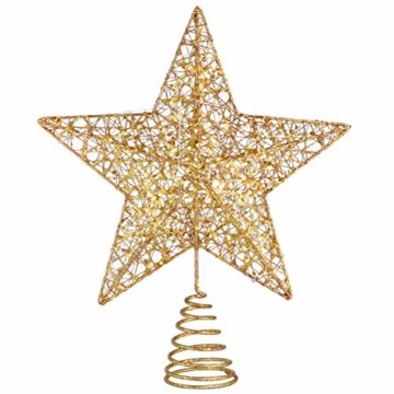 STOBOK Weihnachtsbaum Stern Topper Lichter 25cm Weihnachtsbaumspitze glitzernder baumkronen Lampe Ornament Party Dekoration - 4