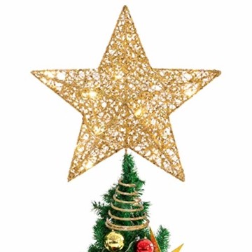 STOBOK Weihnachtsbaum Stern Topper Lichter 25cm Weihnachtsbaumspitze glitzernder baumkronen Lampe Ornament Party Dekoration - 1