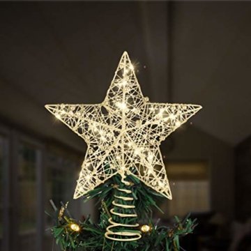 Weihnachtsbaumspitze – Glitzernder Stern Und Mond Aus Eisen, Goldfarben, 30 Cm Hoch