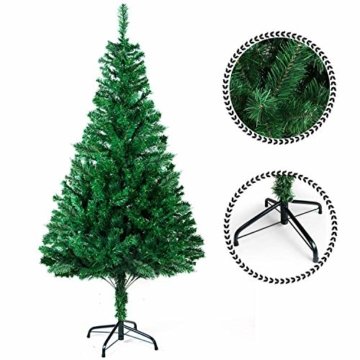 SunJas Weihnachtsbaum, 120/150/180/210 cm Grün, künstlicher Tannenbaum, schwer entflammbar und Kunsttanne mit Metallständer, hochwertiger Christmas tree (180cm) - 1