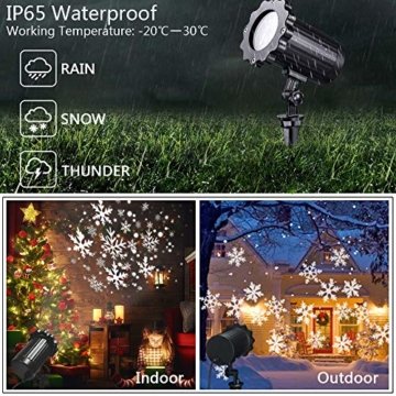 SUPCHON Led Projektor Weihnachten Aussen, Weihnachtsbeleuchtung Außen Led Lampe mit Schneeflocken Beamer, RF Fernbedienung und Timer, IP65, Innen und Außen Weihnachtsdeko Garten - 6