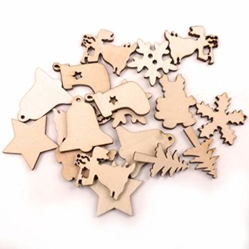 TheStriven 60 Stück DIY Weihnachtsdekoration Holz Scheiben Weihnachtsdeko Holz Anhänger Weihnachtsbaum Schmuck Christbaumschmuck Handwerkliche Verzierungen für Weihnachten Christbaum Schmuck - 2