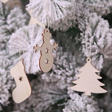 TheStriven 60 Stück DIY Weihnachtsdekoration Holz Scheiben Weihnachtsdeko Holz Anhänger Weihnachtsbaum Schmuck Christbaumschmuck Handwerkliche Verzierungen für Weihnachten Christbaum Schmuck - 6