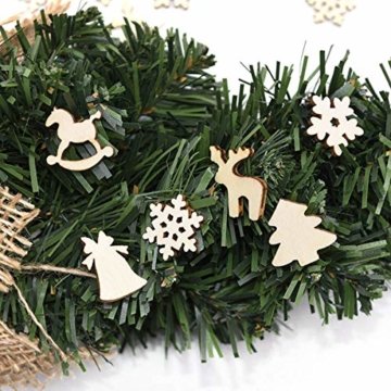 TheStriven 60 Stück DIY Weihnachtsdekoration Holz Scheiben Weihnachtsdeko Holz Anhänger Weihnachtsbaum Schmuck Christbaumschmuck Handwerkliche Verzierungen für Weihnachten Christbaum Schmuck - 8