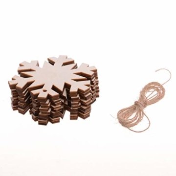 TheStriven 60 Stück DIY Weihnachtsdekoration Holz Scheiben Weihnachtsdeko Holz Anhänger Weihnachtsbaum Schmuck Christbaumschmuck Handwerkliche Verzierungen für Weihnachten Christbaum Schmuck - 9