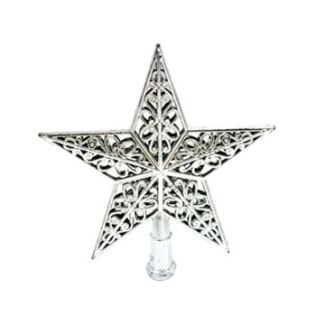 Tinksky Weihnachtsbaumspitze Stern Baumschmuck Glitzernde (Silber) - 1