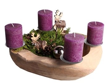 Trendy Home GmbH Adventskranz Adventsschale Teak rund ca. Ø 25 cm Wurzelschale Wurzelholz Holzschale Teakschale Dekoschale - 2