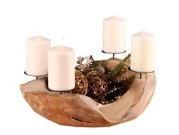 Trendy Home GmbH Teak Adventskranz Wurzelschale Holzschale Obstschale Schale massiv rund ca. Ø 35 cm Dekoschale - 1