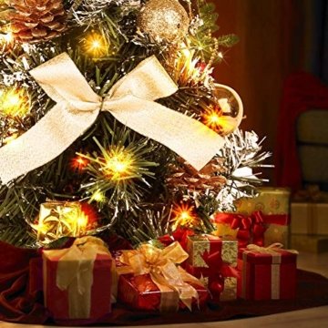 Urmagic Mini LED Weihnachtsbaum klein Künstlicher Tannenbaum mit LED Lichterkette Beleuchtung und Baumschmuck Weihnachtskugeln Künstliche Weihnachtsbäume weihnachts Desktop dekoration - 2