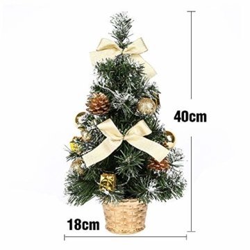 Urmagic Mini LED Weihnachtsbaum klein Künstlicher Tannenbaum mit LED Lichterkette Beleuchtung und Baumschmuck Weihnachtskugeln Künstliche Weihnachtsbäume weihnachts Desktop dekoration - 4