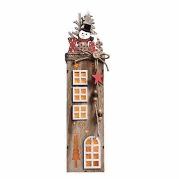 Valery Madelyn 2er 38.4cm LED Holz Säule Weihnachtsdekoration mit LED Beleuchtung Batteriebetriebene Holzsäule Ständer Aufsteller Tisch Weihnachtsdeko Weihnachtschmuck Wald Thema - 3