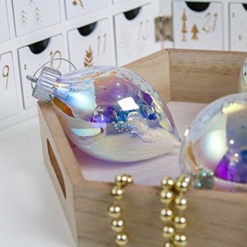 Valery Madelyn 4 Stücke Led Glas Weihnachtskugeln Set Ø 8-10CM Große Irisierendes Glas Christbaumkugeln Lampe Kugel Weihnachtsbaumschmuck Fensterdekoration zum Weihnachten Dekorieren Bunt Thema - 4