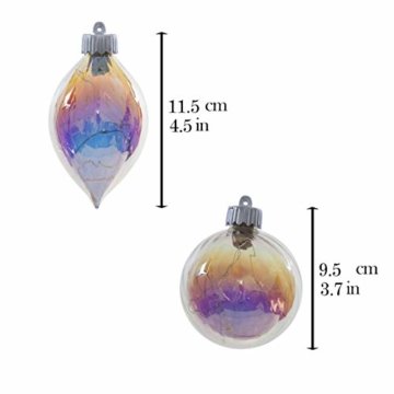 Valery Madelyn 4 Stücke Led Glas Weihnachtskugeln Set Ø 8-10CM Große Irisierendes Glas Christbaumkugeln Lampe Kugel Weihnachtsbaumschmuck Fensterdekoration zum Weihnachten Dekorieren Bunt Thema - 7