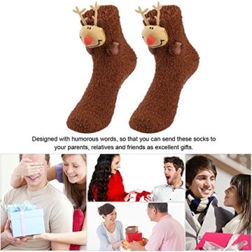 VBIGER Damen & Herren Weihnachten Socken Winter Socken Rutschfeste Griff Boden Socken - 2