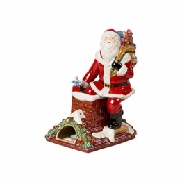 Villeroy & Boch Christmas Toys Memory Santa auf Dach, dekorative Weihnachtsmann-Figur aus Hartporzellan, bunt - 1