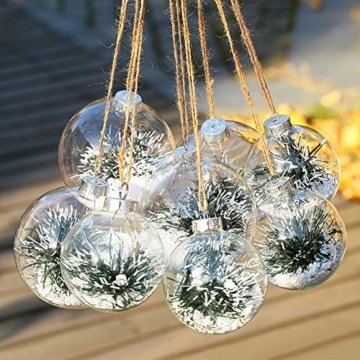 Warmiehomy 5 x Christbaumkugeln aus klarem Glas befüllbare Ornamente für Weihnachten Party Geburtstag Hochzeit Dekoration, Glas, farblos, 8cm - 6