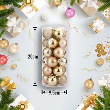 WAWJ 24PCS/Pack Weihnachtskugeln Christmas Tree Pendant Ornaments Baubles Weihnachtsbaum Dekoration Ball 4CM Plastic Gift for Xmas Holiday (Gold) - 6