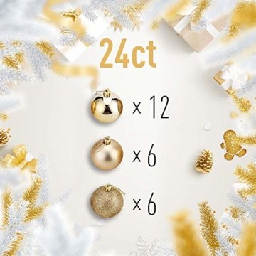 WAWJ 24PCS/Pack Weihnachtskugeln Christmas Tree Pendant Ornaments Baubles Weihnachtsbaum Dekoration Ball 4CM Plastic Gift for Xmas Holiday (Gold) - 7