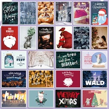 WEIHNACHTEN: 24 schöne POSTKARTEN | Schöne Bilder/Motive | Sprüche/Texte | Merry Christmas | Winter | Fest | Xmas | Karten-Mix | Geschenk | Tiere | Süß | Spruch | Liebe | Grußkarte | Deko - 3