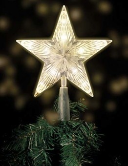Weihnachtsbaumspitze mit 10 LED mit Stromstecker - 18 x 22 cm - beleuchtete Christbaumspitze in warmweiß - Weihnachtsbaum Stern Spitze Baumspitze - 1