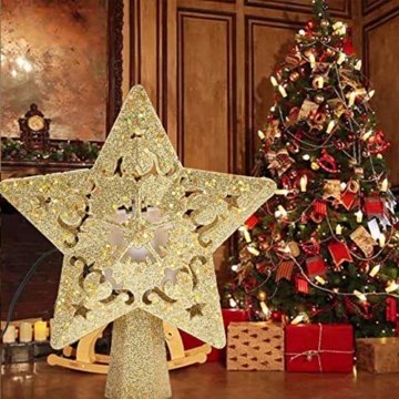 Weihnachtsbaumspitze, Star Baumspitze Lichtern, Stern Baum Top Projektor Verstellbarer Winkel 3D Star Projektor Lichter, Weihnachtsbaumspitze Dekoration Für Weihnachten, Party, Festival, Innendekorati - 8