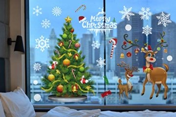 Weihnachtsdeko Fenster, Weihnachten Fensterbilder, Weihnachten Fenstersticker Fensteraufkleber PVC Fensterdeko Selbstklebend, für Türen Schaufenster Vitrinen Glasfronten Deko - 3