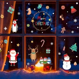 Weihnachtsdeko Fensteraufkleber Schneeflocken Fensterdeko Fensterbilder für Weihnachts Winter- Dekoration Weihnachten Fensterbilder Schneemann Rentier Fensterbilder Aufkleber Aufkleber Weihnachten - 1