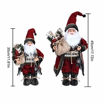 Weihnachtsmann Figurenpuppe 30/45cm Weihnachtsfigur Weihnachtsdeko Weihnachtsschmuck, Roten Robe-Verzierung, Weihnachten für Kinderfamilie und Freunde - 5