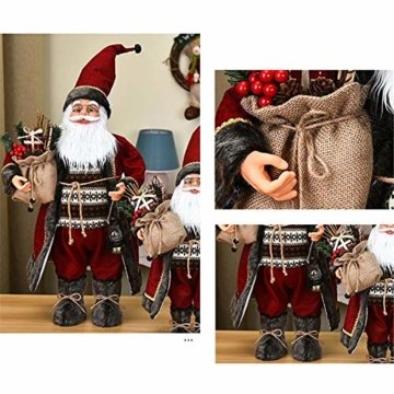Weihnachtsmann Figurenpuppe 30/45cm Weihnachtsfigur Weihnachtsdeko Weihnachtsschmuck, Roten Robe-Verzierung, Weihnachten für Kinderfamilie und Freunde - 6