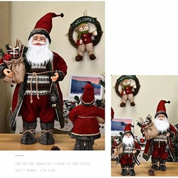 Weihnachtsmann Figurenpuppe 30/45cm Weihnachtsfigur Weihnachtsdeko Weihnachtsschmuck, Roten Robe-Verzierung, Weihnachten für Kinderfamilie und Freunde - 7