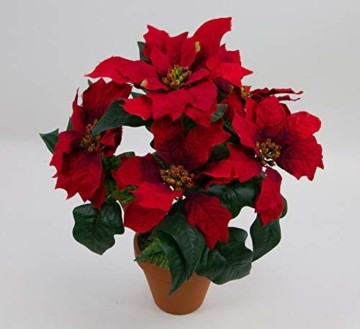 Weihnachtsstern im Topf 36cm rot PF künstliche Poinsettie Blume Pflanze Kunstblumen Kunstblumen - 1