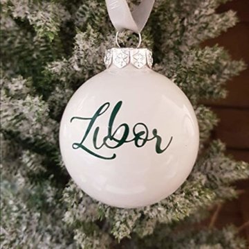 Weiße Weihnachtskugel aus Glas mit Namen in Roségold | Christbaumkugel | Weihnachtskugel Personalisiert | Weihnachtsgeschenk | Baumschmuck | 1. Weihnachten Baby | Sternenkinder - 5