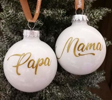 Weiße Weihnachtskugel aus Glas mit Namen in Roségold | Christbaumkugel | Weihnachtskugel Personalisiert | Weihnachtsgeschenk | Baumschmuck | 1. Weihnachten Baby | Sternenkinder - 7