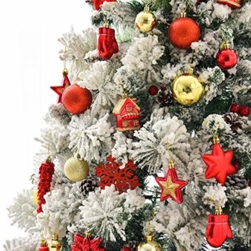 WEYON 113 Stück Christbaumkugeln Set Weihnachtskugeln aus Kunststoff Golden & Rot Baumschmuck Weihnachtsbaum Deko & Christbaumschmuck in unterschiedlichen Größen und Designs - 4
