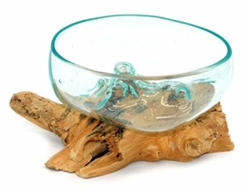 Wurzel mit Glasschale klein Schale Dekoschale Glas auf Holz Durchmesser 12-13 cm Holzdeko Teakholz Deko (Wurzel 13-15 cm) - 6