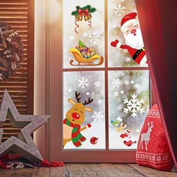 YILEEY Weihnachtsdeko Fenster Fensterbilder Schneeflocken Weihnachten 160, Fensterdeko Selbstklebend Christmas Decorations Fensterbild, PVC Aufkleber Deko für Türen Schaufenster Vitrinen Glasfronten - 2