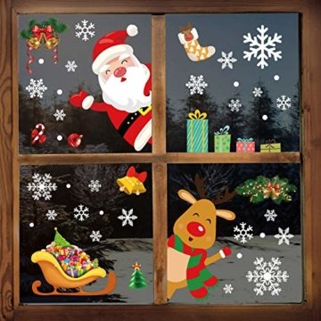 YILEEY Weihnachtsdeko Fenster Fensterbilder Schneeflocken Weihnachten 160, Fensterdeko Selbstklebend Christmas Decorations Fensterbild, PVC Aufkleber Deko für Türen Schaufenster Vitrinen Glasfronten - 1