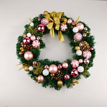 YILEEY Weihnachtskugeln Weihnachtsdeko Set Rosa 68 STK in 14 Farben, Kunststoff Weihnachtsbaumkugeln Box mit Aufhänger Christbaumkugeln Plastik Bruchsicher, Weihnachtsbaumschmuck, MEHRWEG - 7