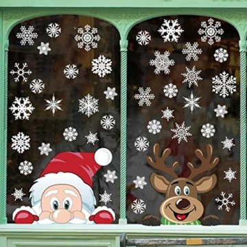 Yuson Girl Schneeflocken Fensterbild Abnehmbare Weihnachten Aufkleber Fenster Weihnachten Deko Weihnachtsmann Elk Wandtattoo Weihnachten Statisch Haftende PVC Aufkleber - 3