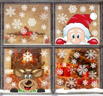 Yuson Girl Schneeflocken Fensterbild Abnehmbare Weihnachten Aufkleber Fenster Weihnachten Deko Weihnachtsmann Elk Wandtattoo Weihnachten Statisch Haftende PVC Aufkleber - 4