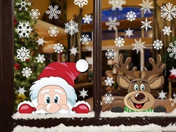 Yuson Girl Schneeflocken Fensterbild Abnehmbare Weihnachten Aufkleber Fenster Weihnachten Deko Weihnachtsmann Elk Wandtattoo Weihnachten Statisch Haftende PVC Aufkleber - 1