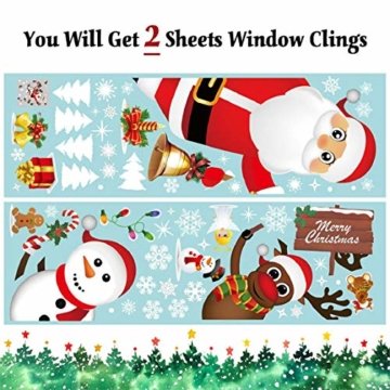 Yuson Girl Weihnachten Aufkleber Fenster Weihnachtsmann Elch Schneemann Abnehmbare Weihnachten Deko Wandtattoo Weihnachten Statisch Haftende PVC Aufkleber - 2