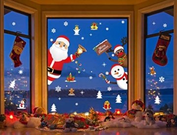 Yuson Girl Weihnachten Aufkleber Fenster Weihnachtsmann Elch Schneemann Abnehmbare Weihnachten Deko Wandtattoo Weihnachten Statisch Haftende PVC Aufkleber - 4