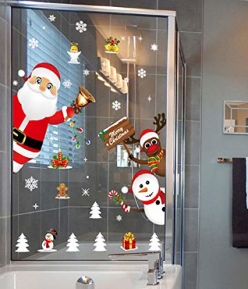 Yuson Girl Weihnachten Aufkleber Fenster Weihnachtsmann Elch Schneemann Abnehmbare Weihnachten Deko Wandtattoo Weihnachten Statisch Haftende PVC Aufkleber - 5