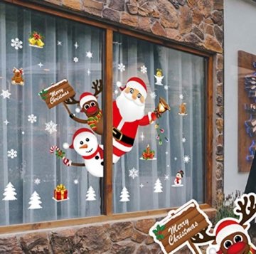 Yuson Girl Weihnachten Aufkleber Fenster Weihnachtsmann Elch Schneemann Abnehmbare Weihnachten Deko Wandtattoo Weihnachten Statisch Haftende PVC Aufkleber - 6