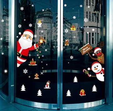 Yuson Girl Weihnachten Aufkleber Fenster Weihnachtsmann Elch Schneemann Abnehmbare Weihnachten Deko Wandtattoo Weihnachten Statisch Haftende PVC Aufkleber - 7