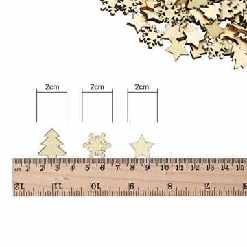 ZesNice Streudeko Weihnachten, 200 Stücke Holzsterne Blank Holz Scheiben Mini Verschönerungen für Handwerk Making DIY - 4