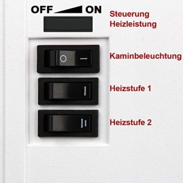 Deuba Elektro Kamin Elektrischer mit Heizung LED Kaminfeuer Effekt 2000W weiß Flammeneffekt Heizer Ofen weiß - 3