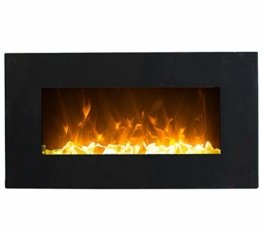 GLOW FIRE Neptun Elektrokamin mit Heizung, Wandkamin mit LED | Künstliches Feuer mit zuschaltbarem Heizlüfter: 750/1500 W | Fernbedienung, 84 cm, Schwarz, Kristalldekoration - 1