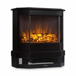 Klarstein Castillo, elektrischer Kamin, Kaminofen, Flammensimulation, 1000W/2000W, Halogen-Beleuchtung, Überhitzungsschutz, Metallgehäuse, Glasfront, schwarz - 1